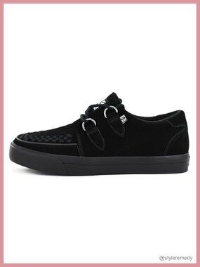 Suede Creeper Sneakers D Ring Lace Up Low Top Shoes Unisex